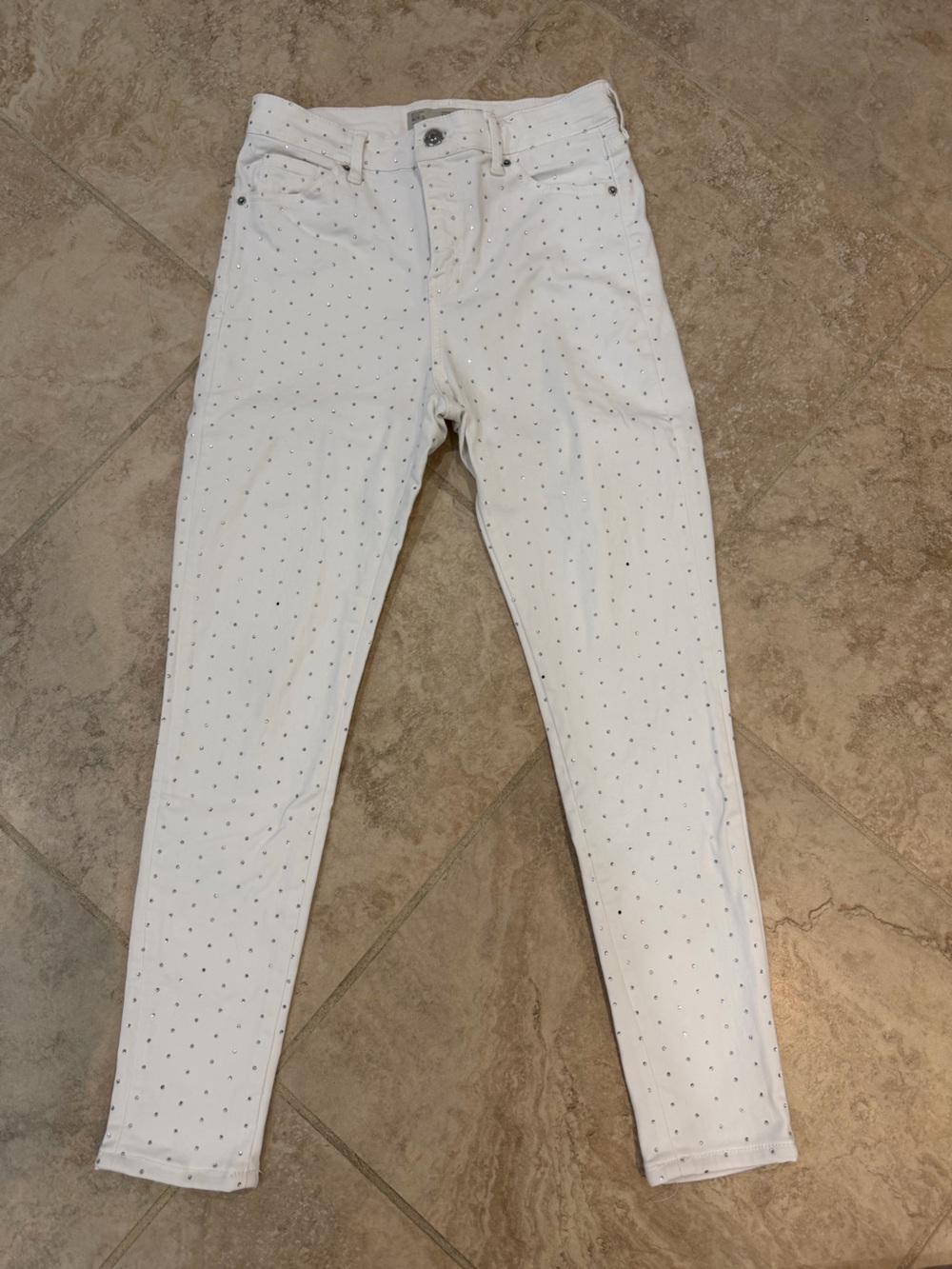 Topshop Jamie White Skinny Jeans with Rhinestones